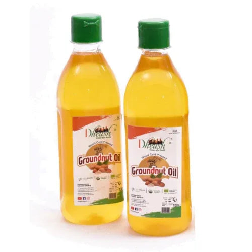 Dheash Organic : Wood Cold Pressed Groundnut Oil - 1kg ( Pack of 2 ) - Orgoshops