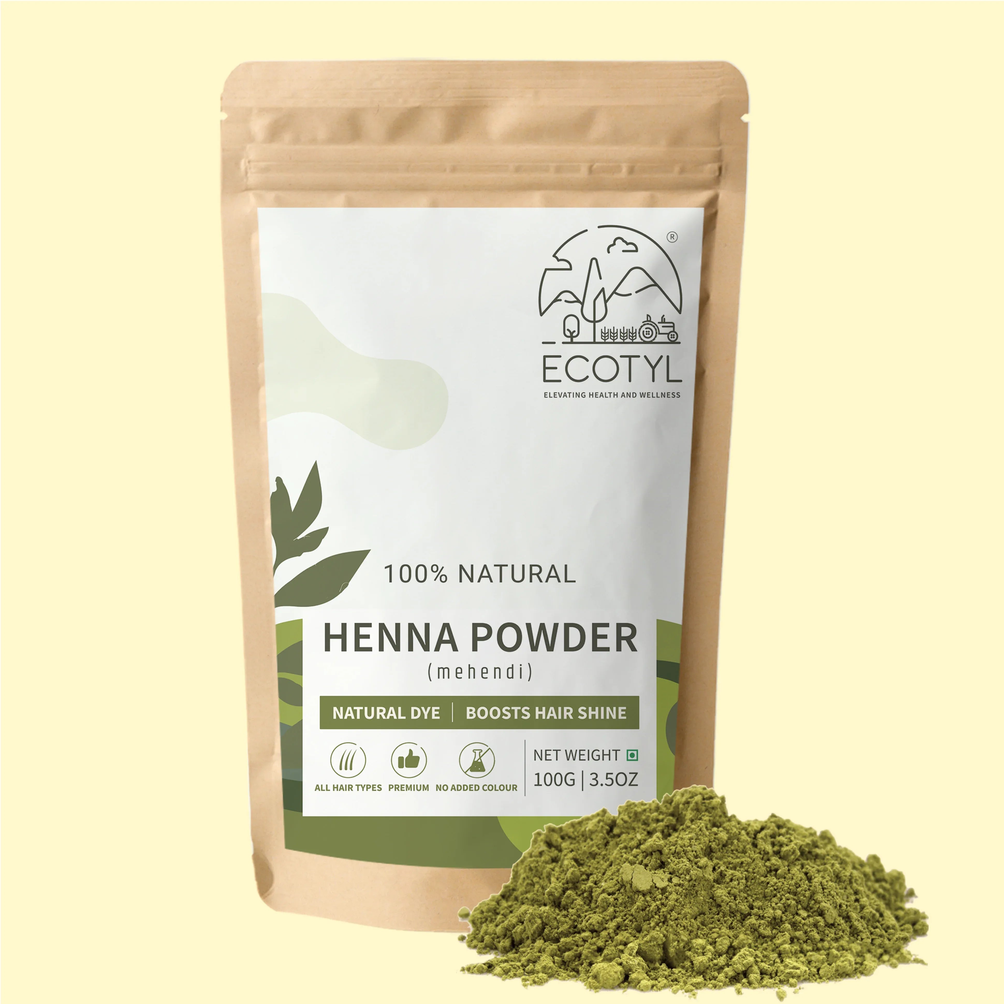 Ecotyl Henna Powder | Natural Hair Dye | Hair Strengthening - 100g - Orgoshops