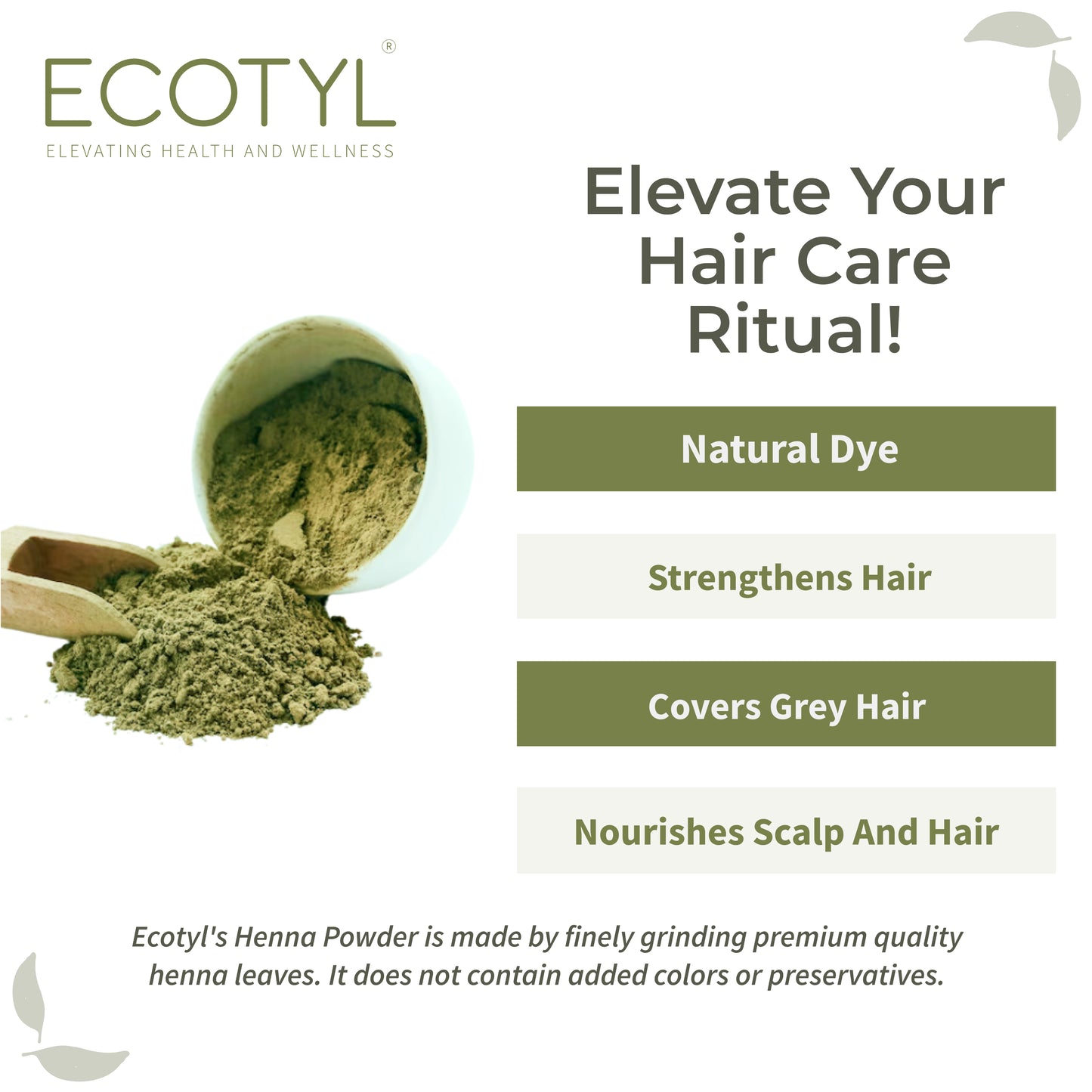Ecotyl Henna Powder | Natural Hair Dye | Hair Strengthening - 100g