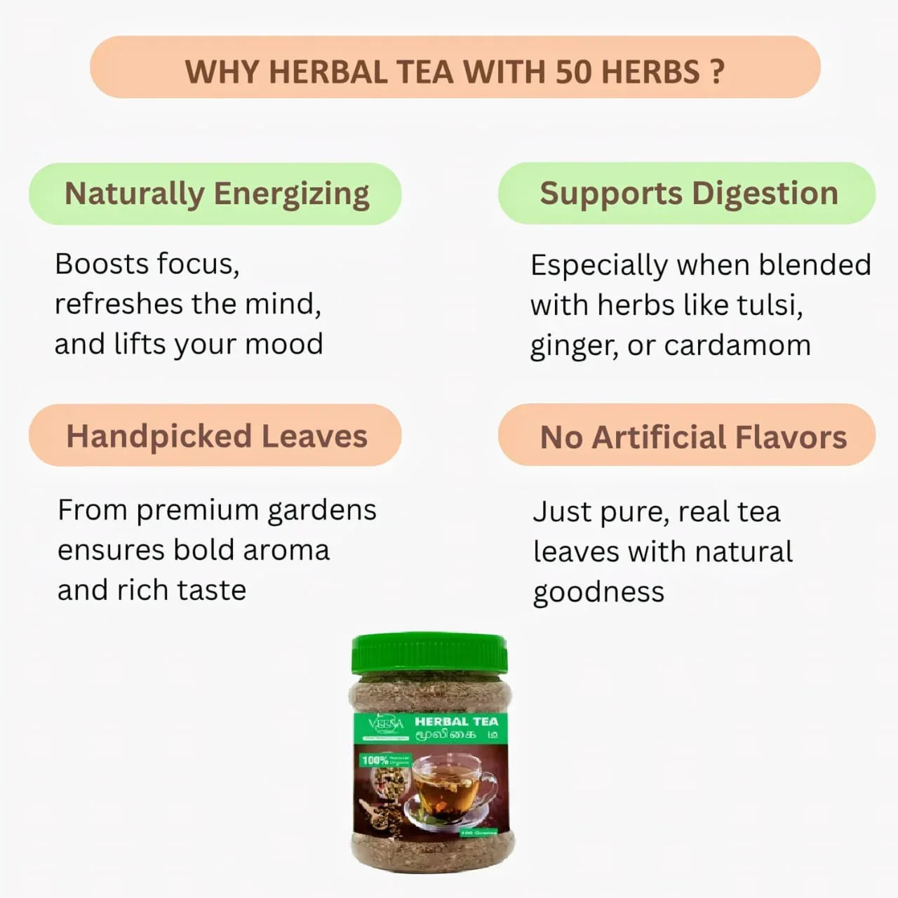 Veena Herbal Tea With 50 Herbs - 80gm ( Pack of 2 ) - Orgoshops