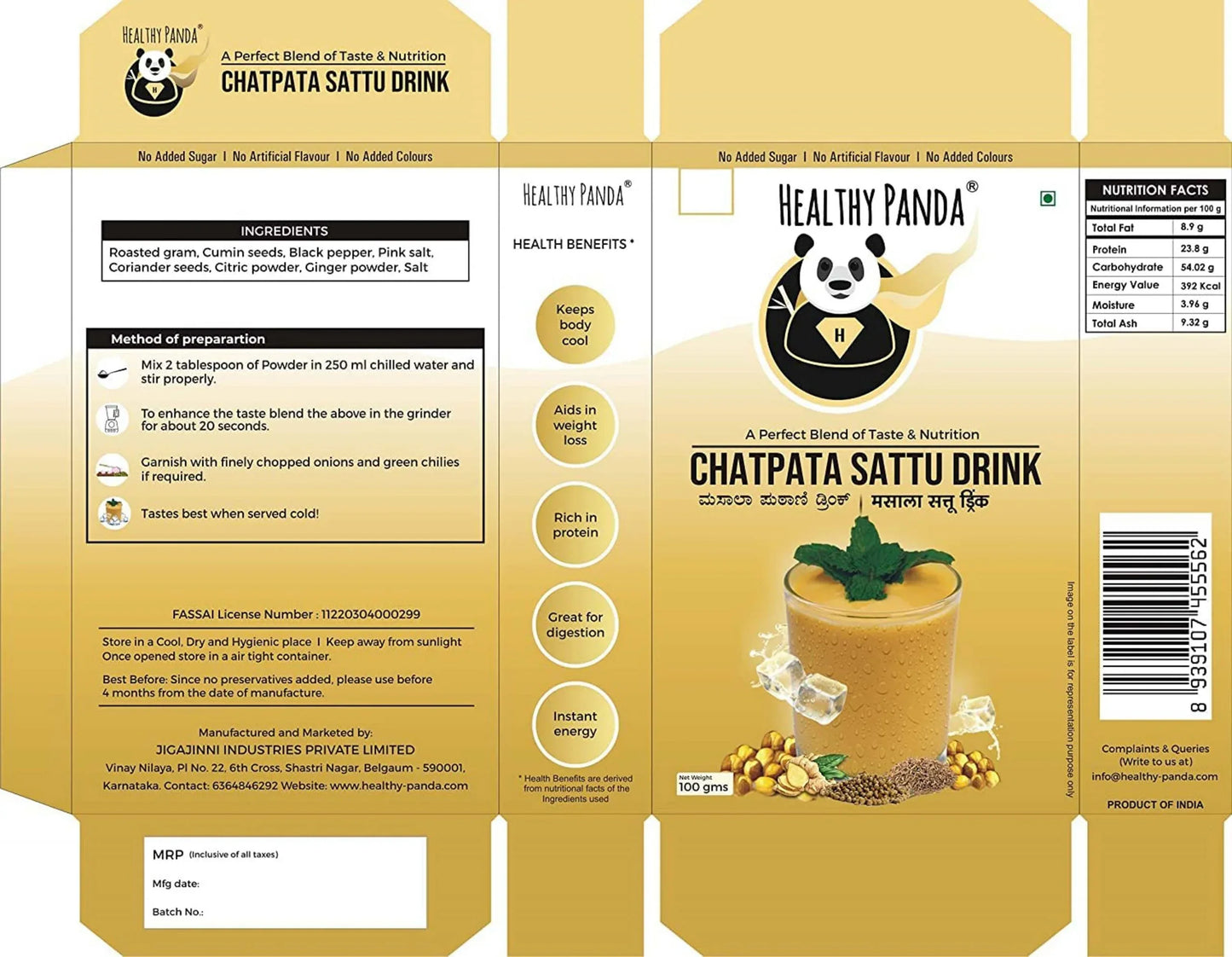 Healthy Panda : Chatpata Sattu Drink - Orgoshops