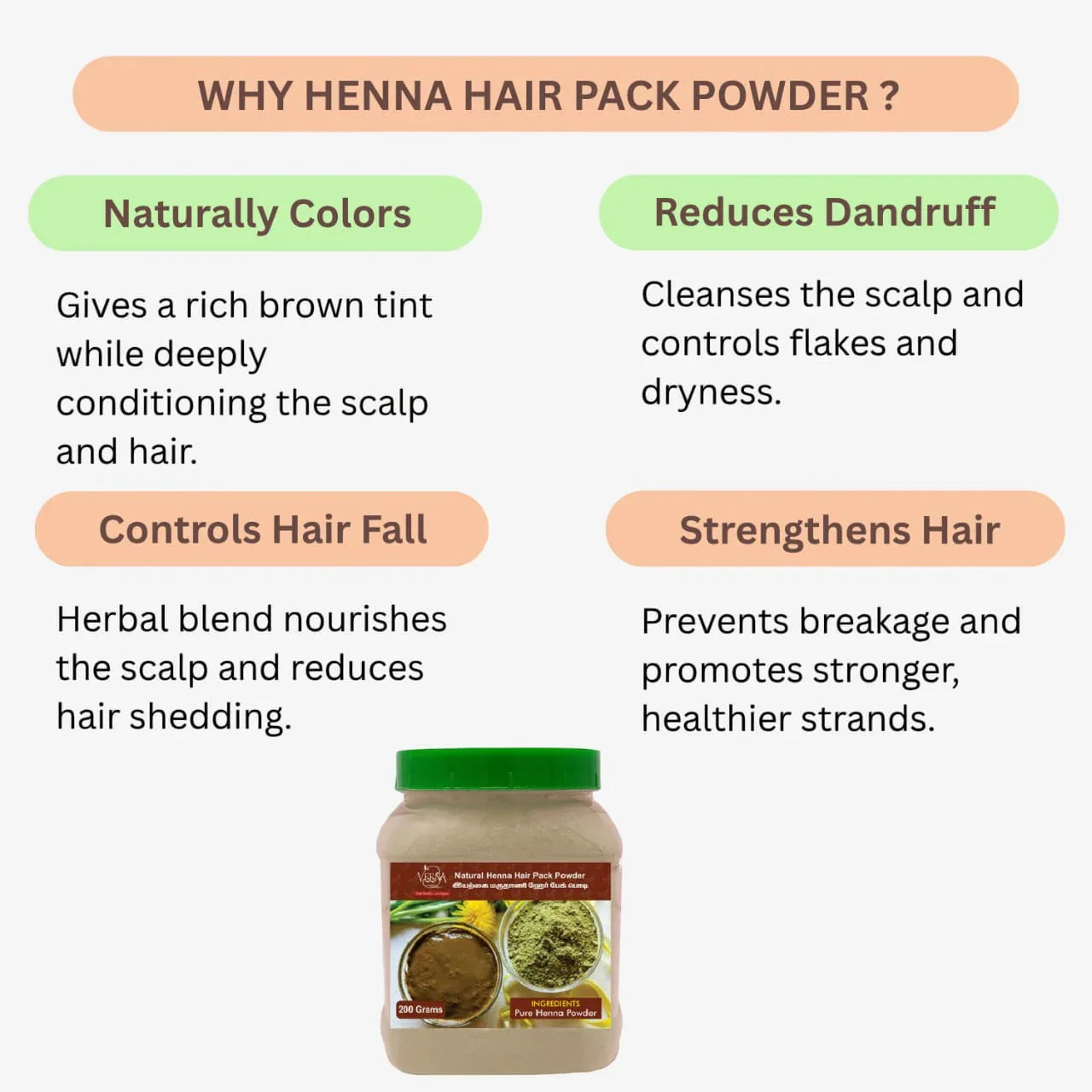 Veena Henna Hair Pack Powder - 200g - Orgoshops