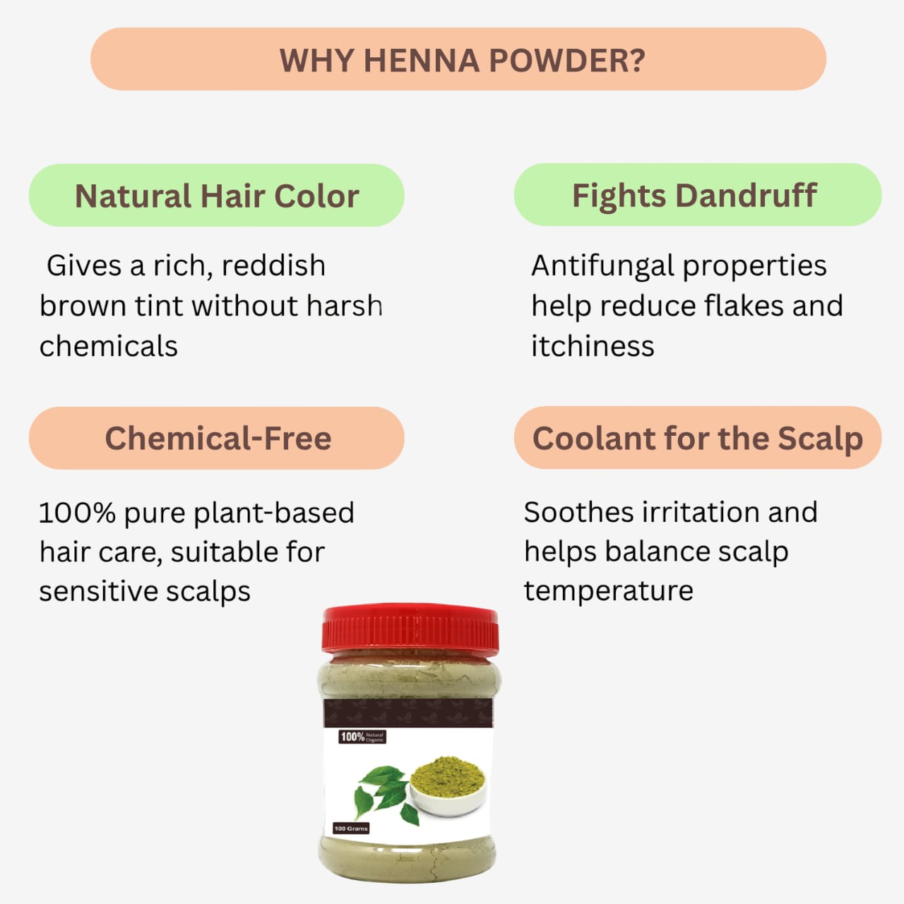 Veena Henna Powder – To make Brown Hair or Hand - 100 g ( Pack of 3)