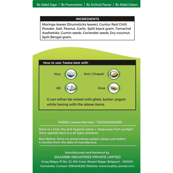 Healthy Panda Moringa chutney Powder - 300 g (100g Pack of 3) - Orgoshops