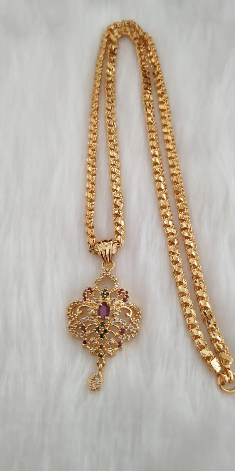 RS Jewellery Dollar Chain / Party Wear Chains / Long chain / Impon Dollar Chain - Orgoshops