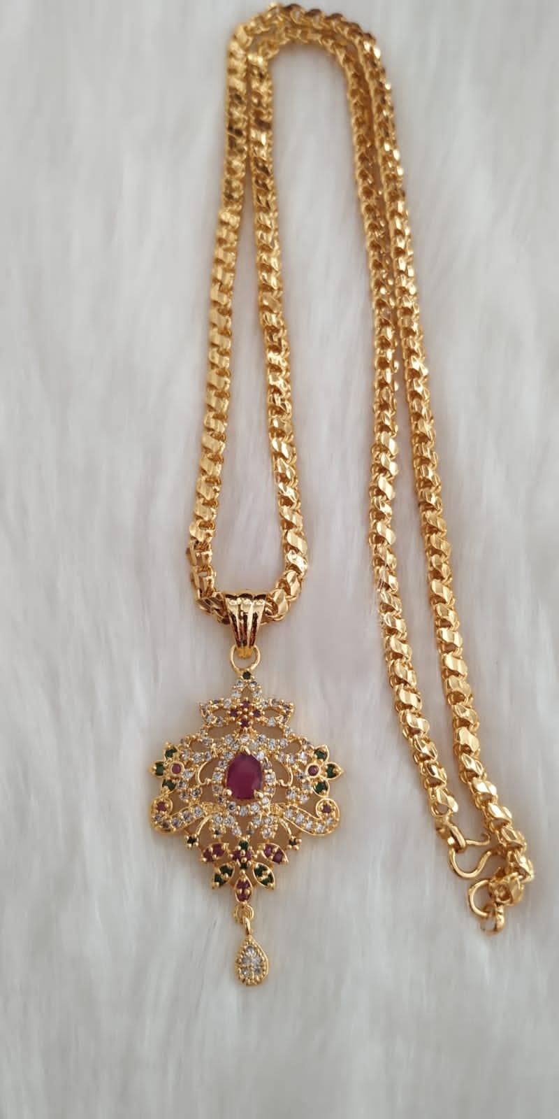 RS Jewellery Dollar Chain / Party Wear Chains / Long chain / Impon Dollar Chain - Orgoshops