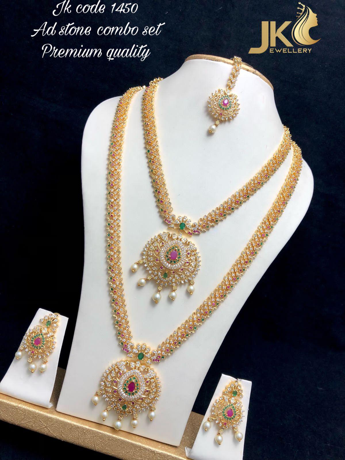 RS Jewellery Premium Long Haram / Rani Haar And Choker Golden Jewellery / Jewellery Set - Orgoshops