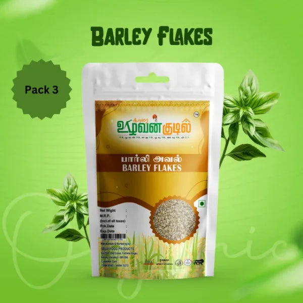 Karai Uzhavan Kudil Barley Flakes / Barley Aval - 150 g (Pack of 3) - Orgoshops