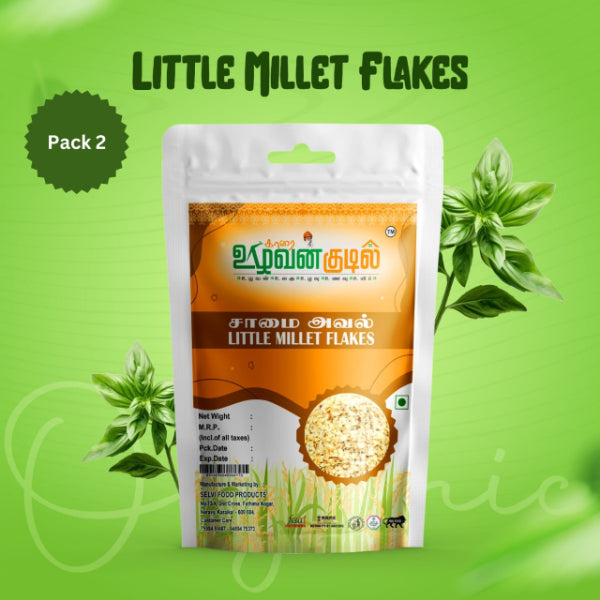 Karai Uzhavan Kudil Little Millet Flakes / Samai Aval - 170 g (Pack of 2)