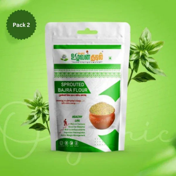 Karai Uzhavan Kudil Sprouted Bajra Flour / Mulaikattiya Kambu Maavu - 400 g (Pack of 2) - Orgoshops