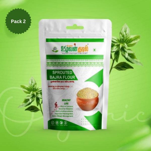 Karai Uzhavan Kudil Sprouted Bajra Flour / Mulaikattiya Kambu Maavu - 400 g (Pack of 2)
