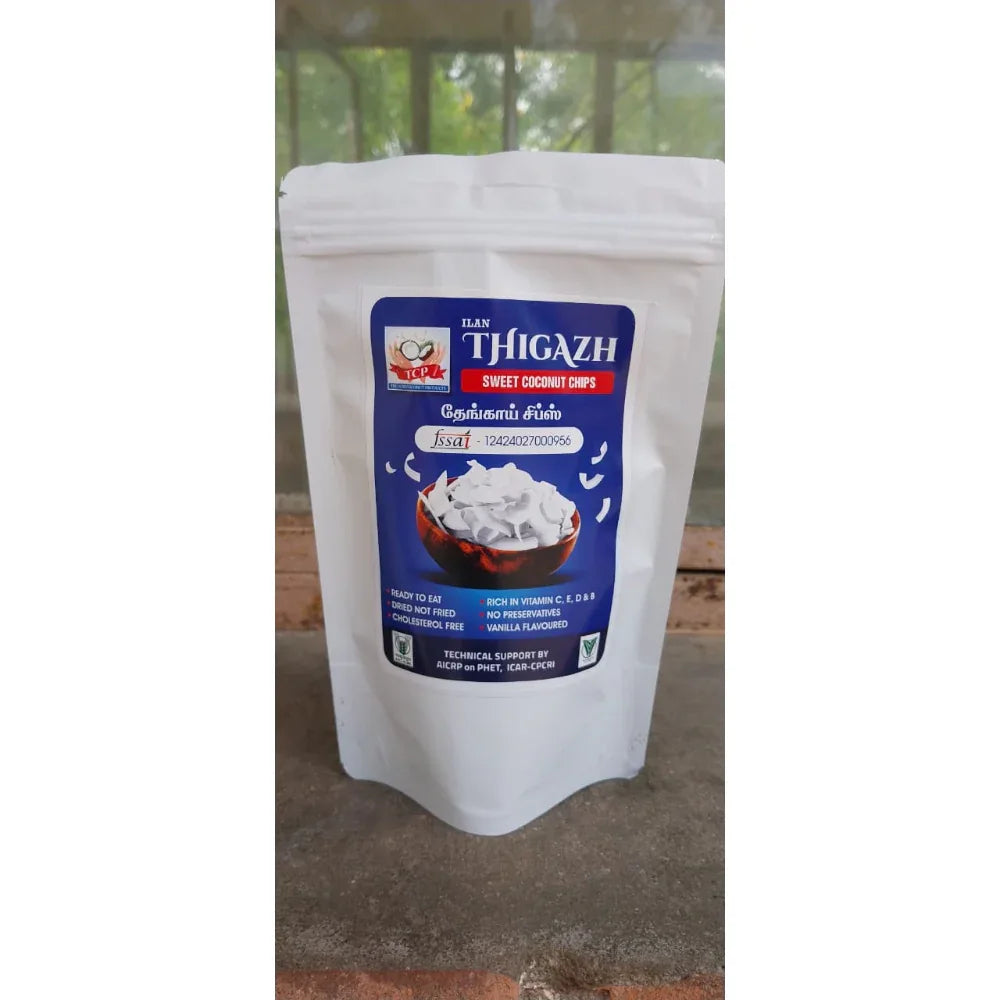 ILAN THIGAZH : Sweet Coconut Chips / Thengai chips - 50 grams - Orgoshops