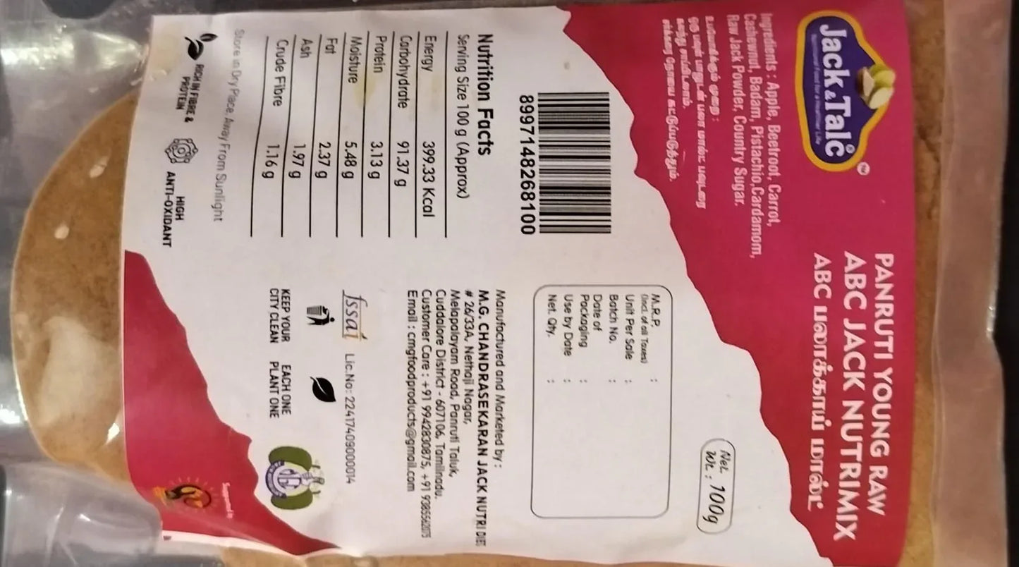 Jack Talc Panruti Young Raw ABC Jack Nutri Mix / ABC Nutri Mix - 100 g - Orgoshops