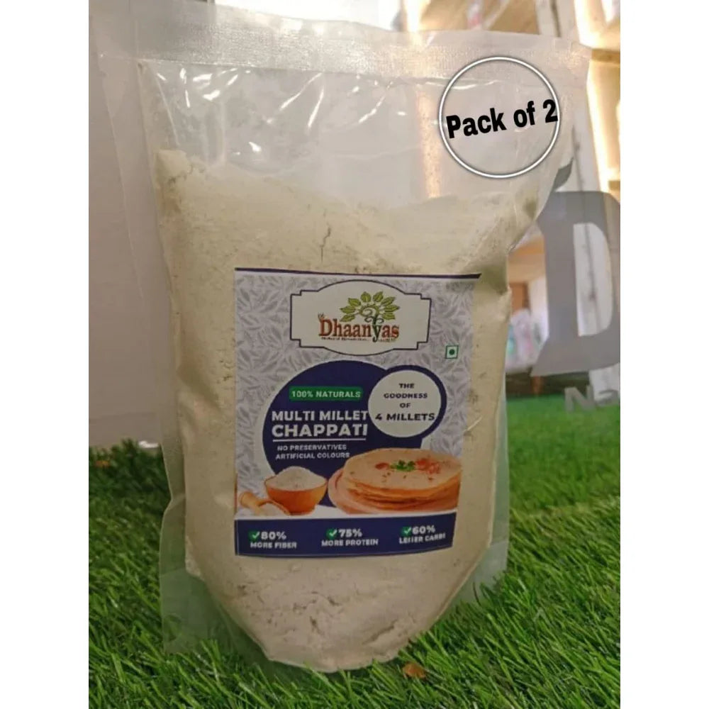 Dhaanya Multi Millet Chappathi Flour / Atta Flour - 400 Gms - (Pack of 2) - Orgoshops