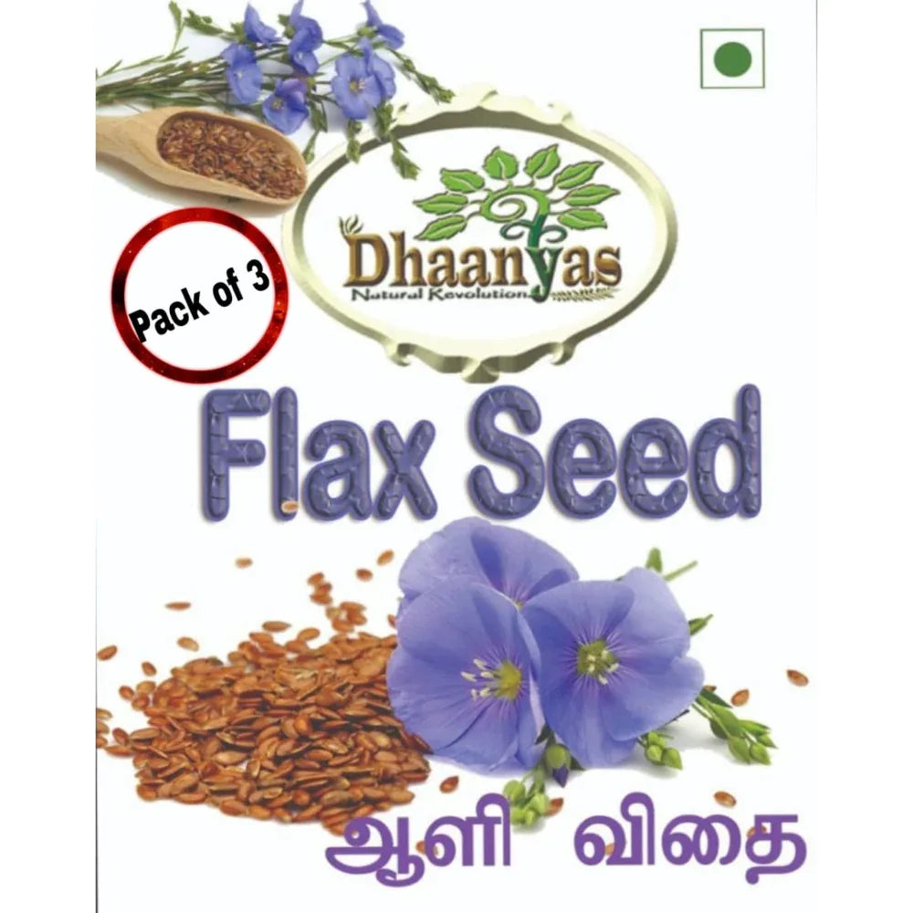 Dhaanyas Flax Seed - 100 Gms (Pack of 3) - Orgoshops