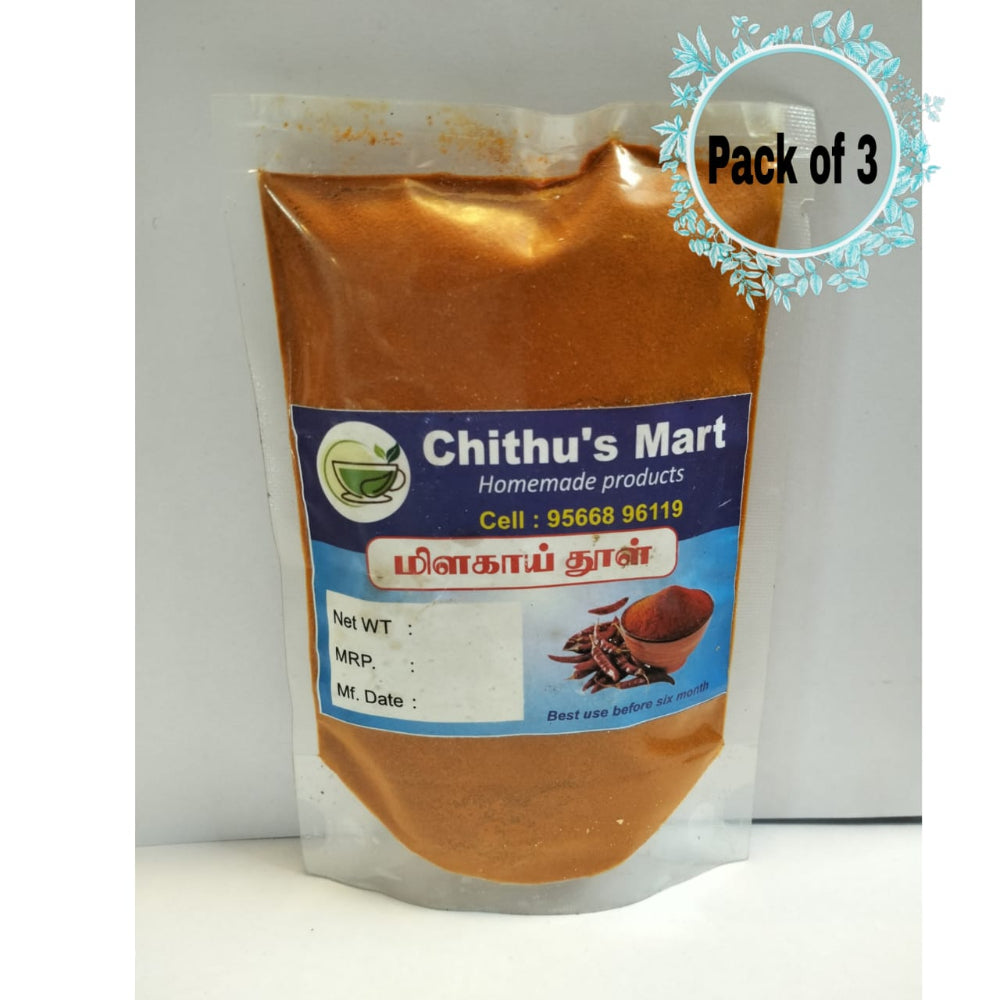 Chithu's Mart : Red Chilli Powder / Milagai Thool - 100 grams ( Pack of 3 )