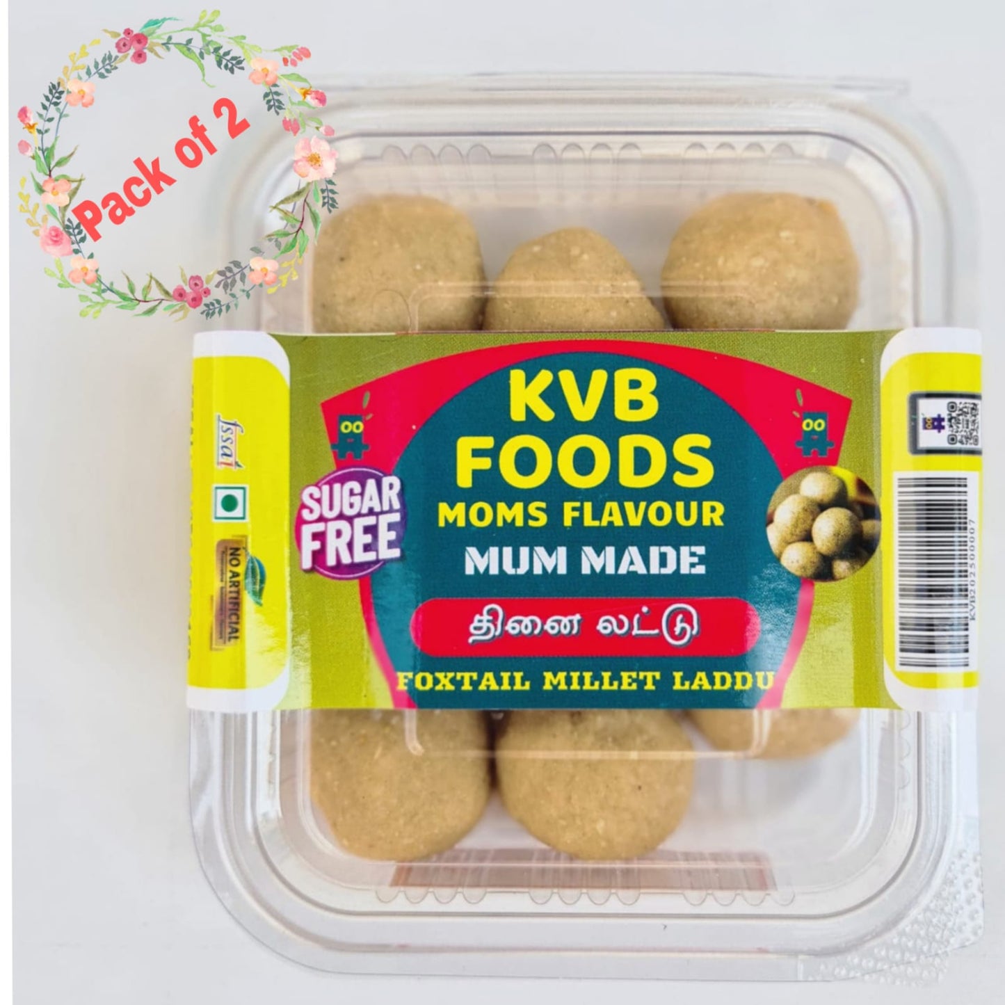 Kvb Foods Foxtail Millet Laddu | Thinai Laddu - 9 Pcs (175 g - Pack of 2)