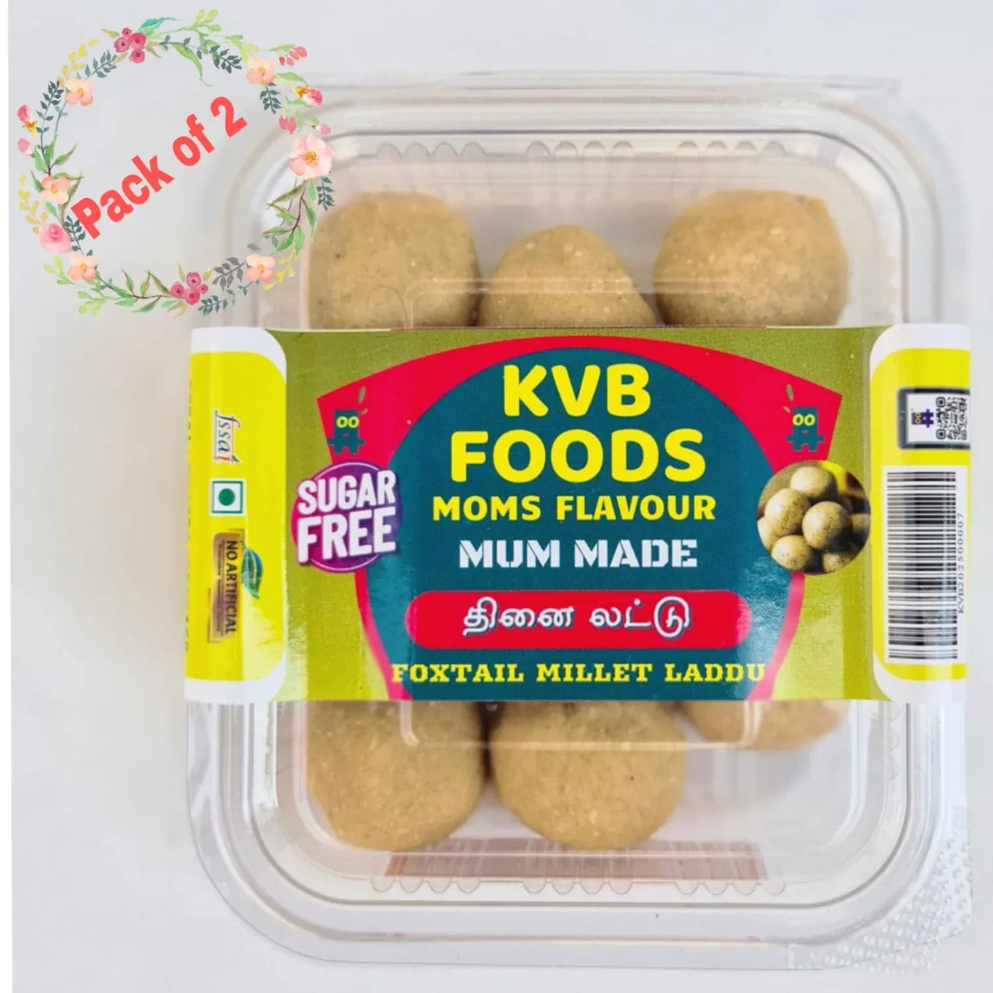 Kvb Foods Foxtail Millet Laddu | Thinai Laddu - 9 Pcs (175 g - Pack of 2) - Orgoshops