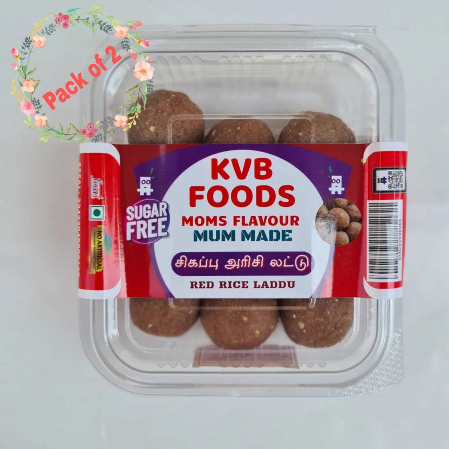 Kvb Foods Red Rice Laddu | Sigappu Arisi Laddu - 9 Pcs (175 g - Pack of 2) - Orgoshops