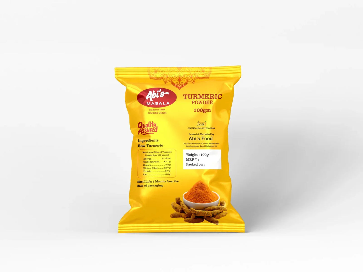 Abi's Masala Turmeric Powder - 100 g (Pack of 5) - Orgoshops