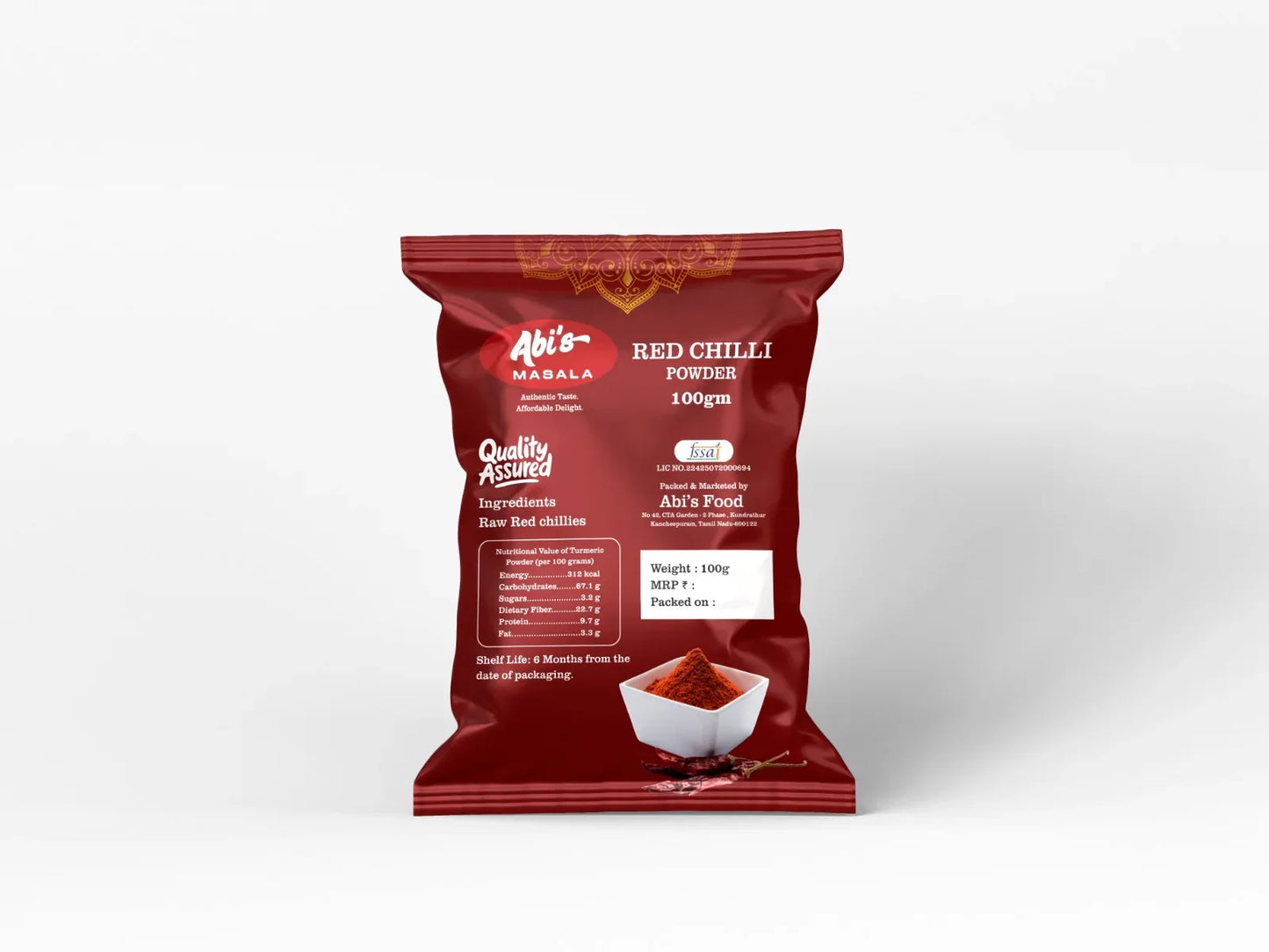 Abi's Masala Chilli Powder - 100 g (Pack of 5) - Orgoshops