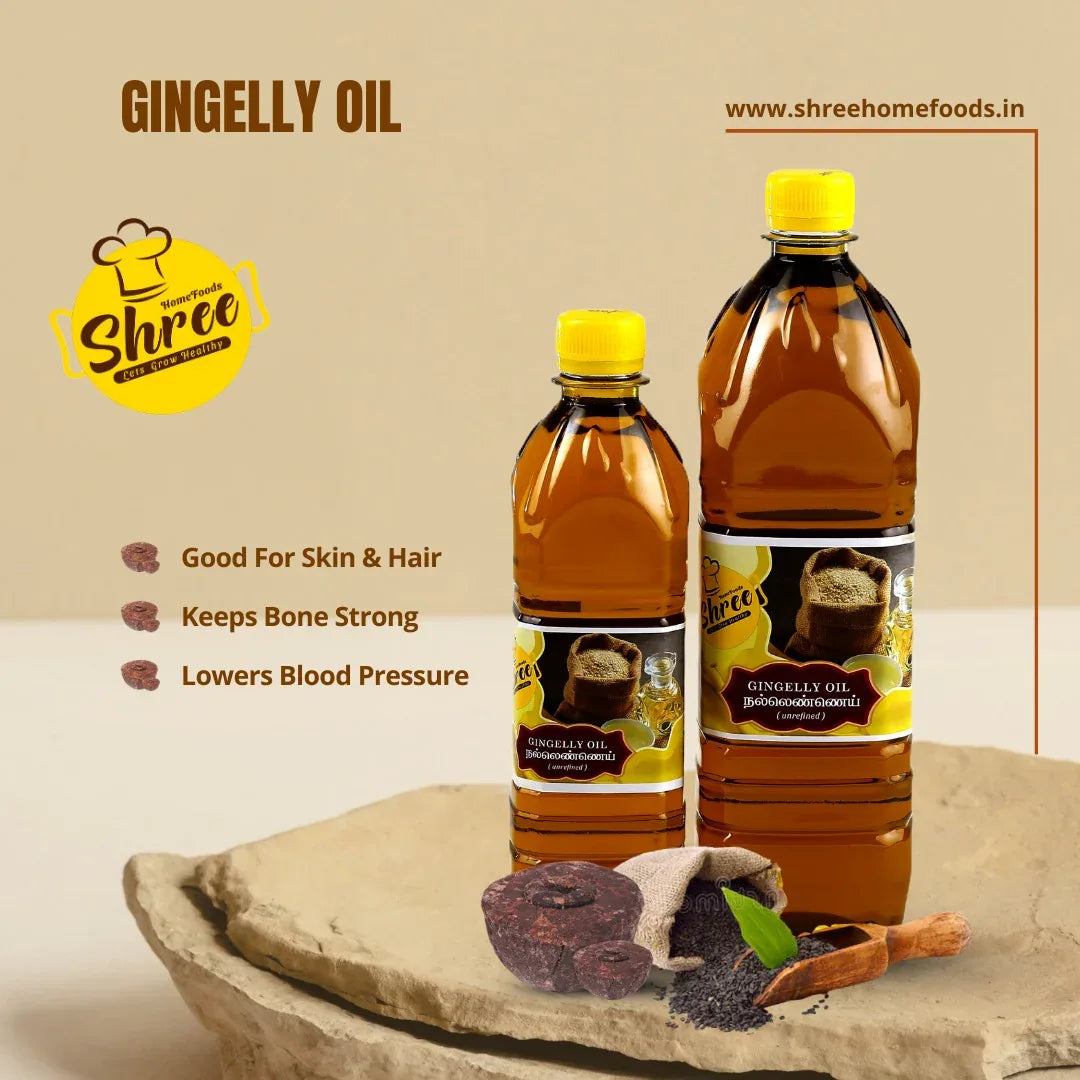 Shree Home Food Gingelly Oil / Sesame Oil / Nallennai - 500 ml - Orgoshops