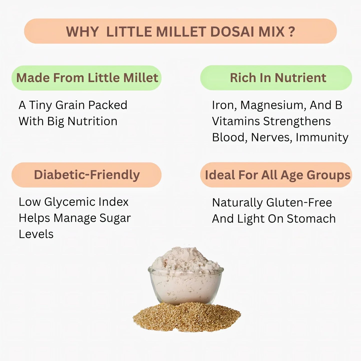 Araikkal Little Millet Dosai Mix / Saamai Dosa Mix - 500 g ( Pack of 2 ) - Orgoshops
