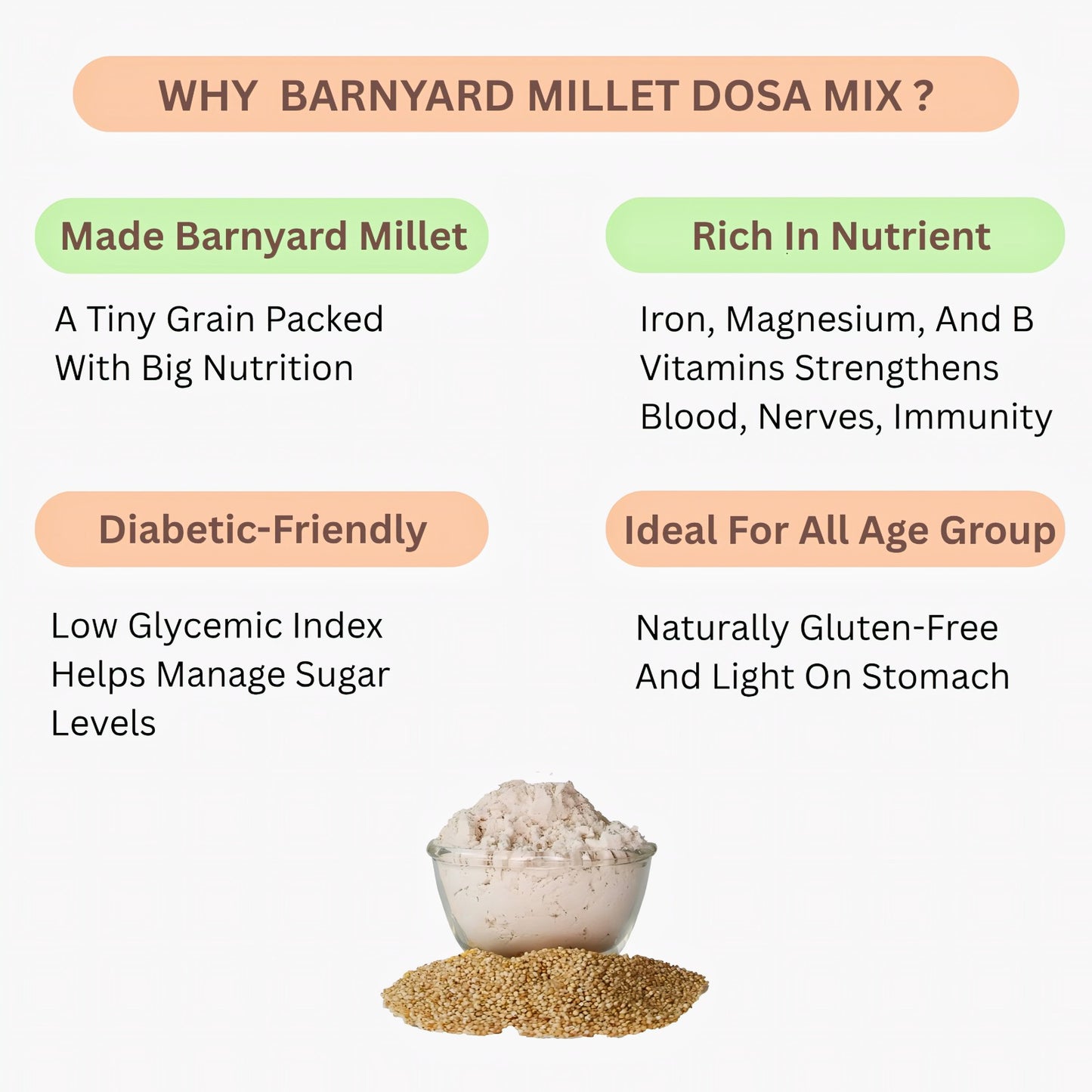 Araikkal Barnyard Millet Dosa Mix / Kuthiravalli Dosa Ready Mix - 500 g