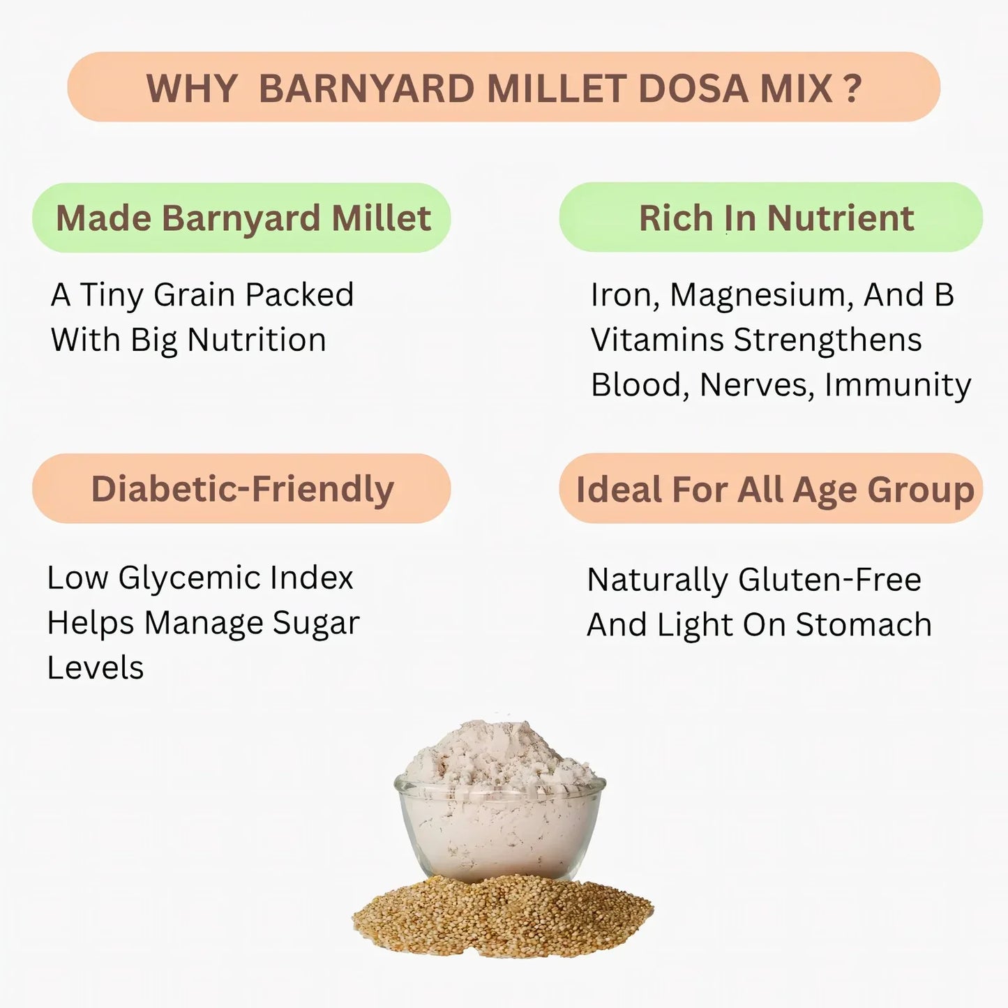 Araikkal Barnyard Millet Dosa Mix / Kuthiravalli Dosa Ready Mix - 500 g - Orgoshops