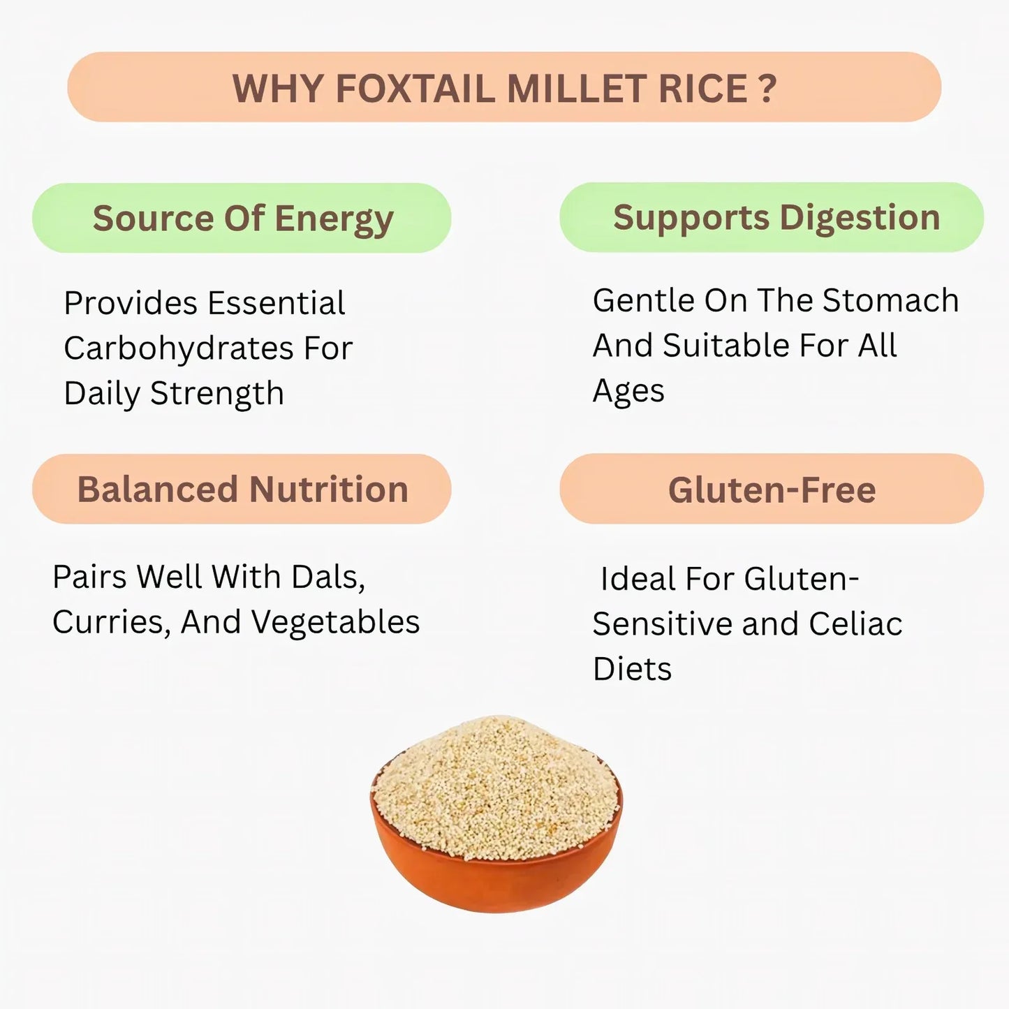 Araikkal Foxtail Millet Rice / Thinai Arisi - 500g ( Pack of 2 ) - Orgoshops