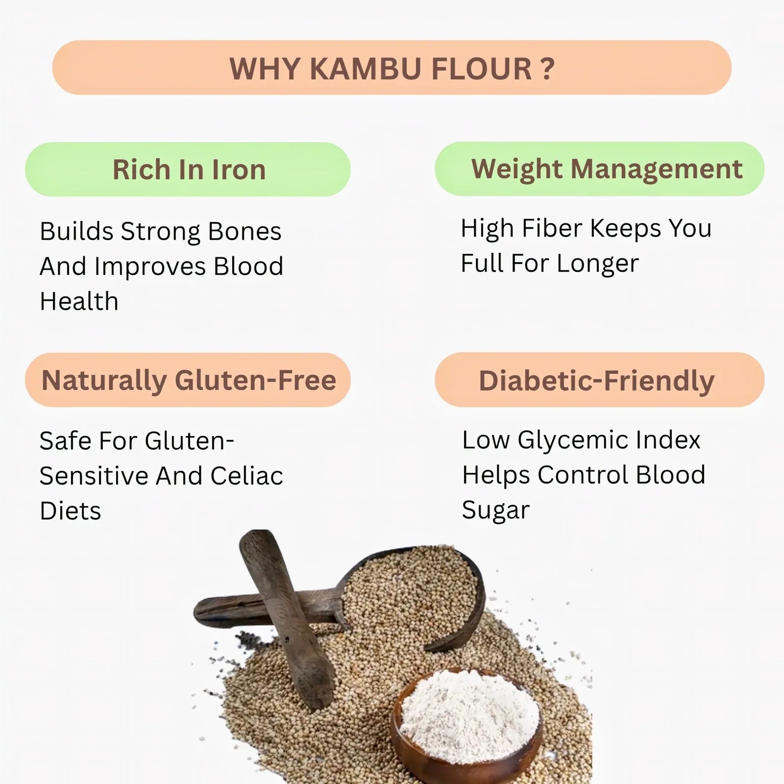 Araikkal Mulaikattiya Kambu Maavu / Kambu Flour - 500 g (Pack of 3) - Orgoshops