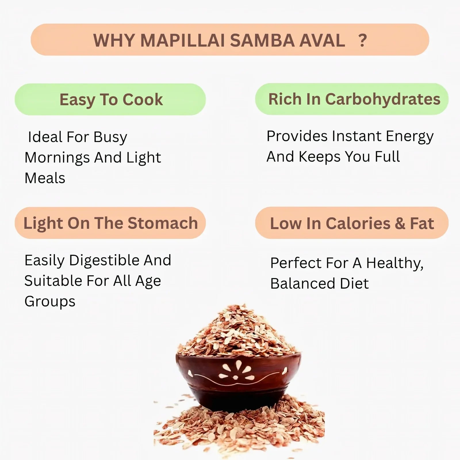 Araikkal Mapillai Samba Aval - 500 g ( Pack of 4 ) - Orgoshops
