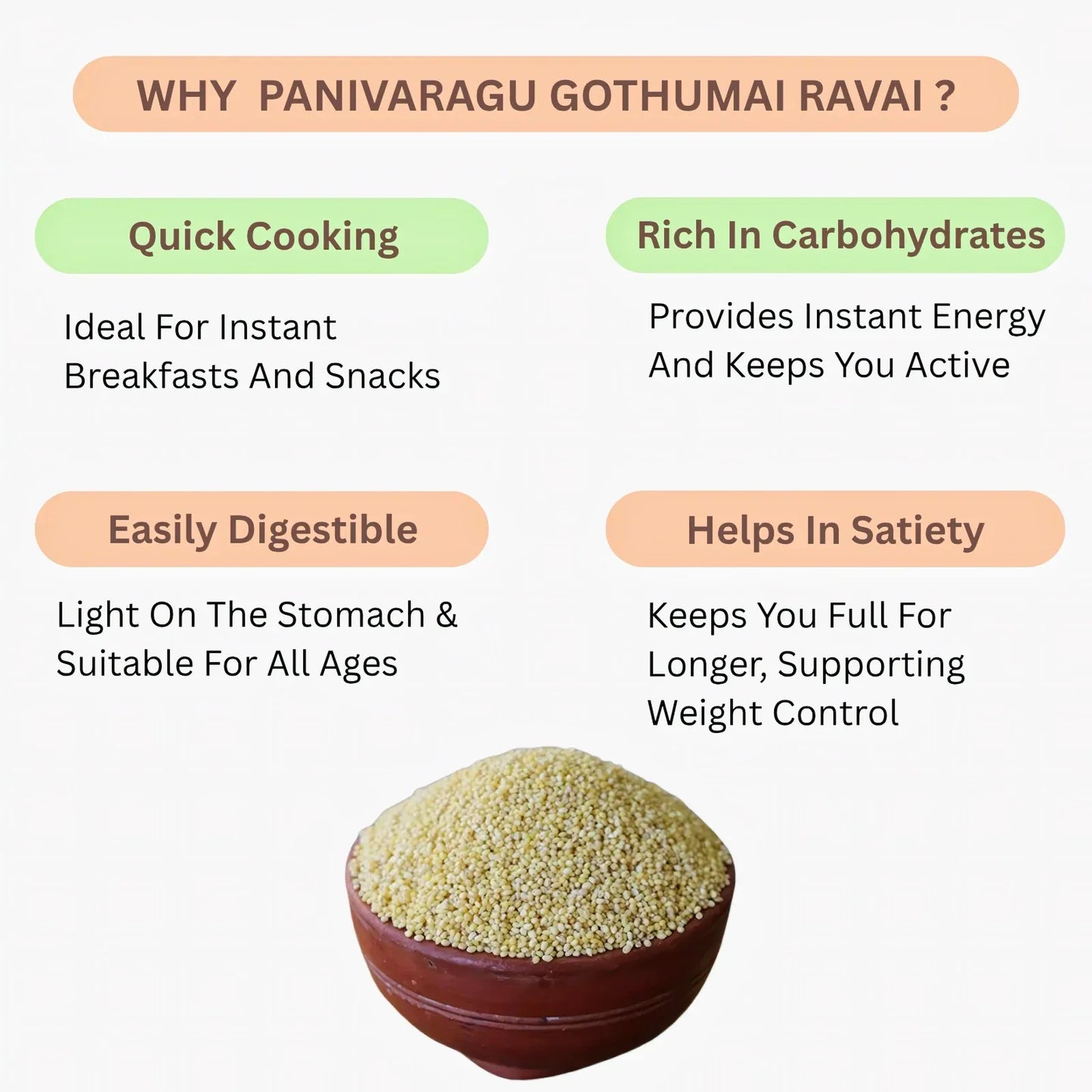 Araikkal Panivaragu Gothumai Ravai - 500 g (Pack of 2) - Orgoshops