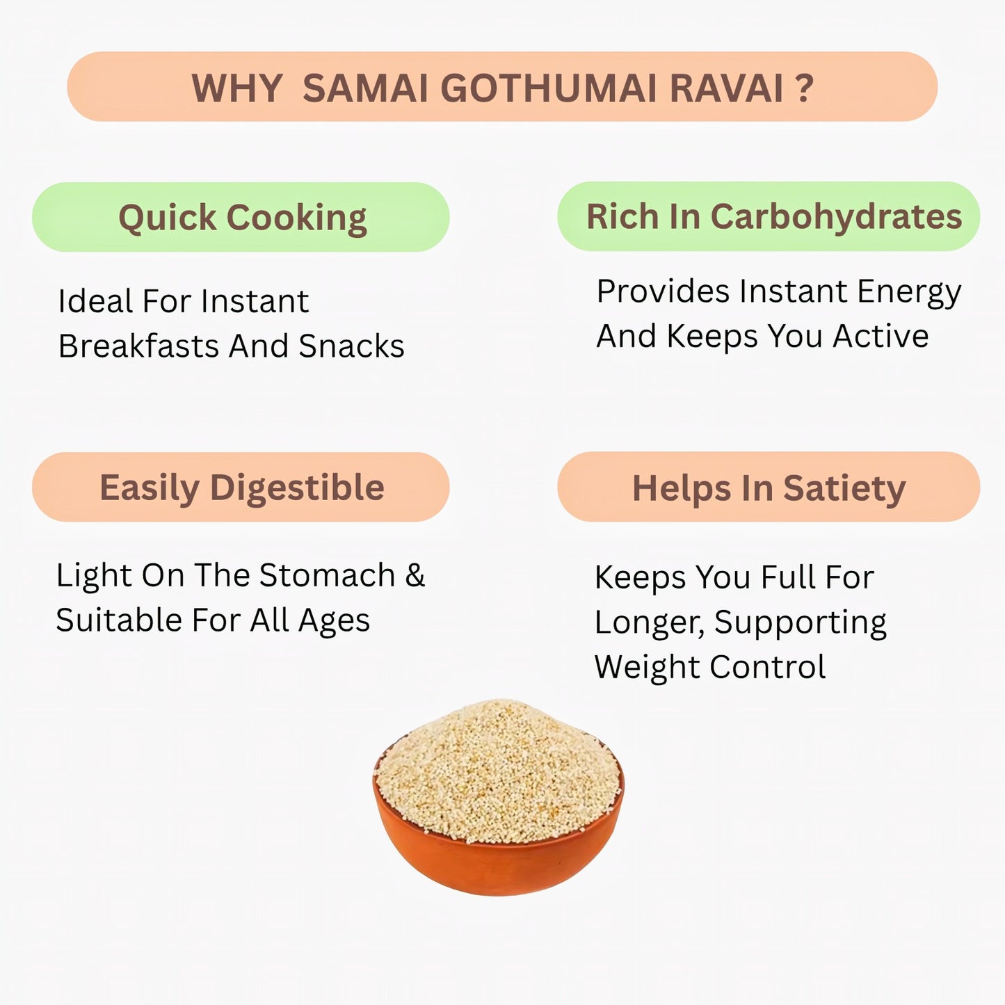 Araikkal Samba Wheat Rava / Samba Gothumai Ravai - 500 g ( Pack of 2)