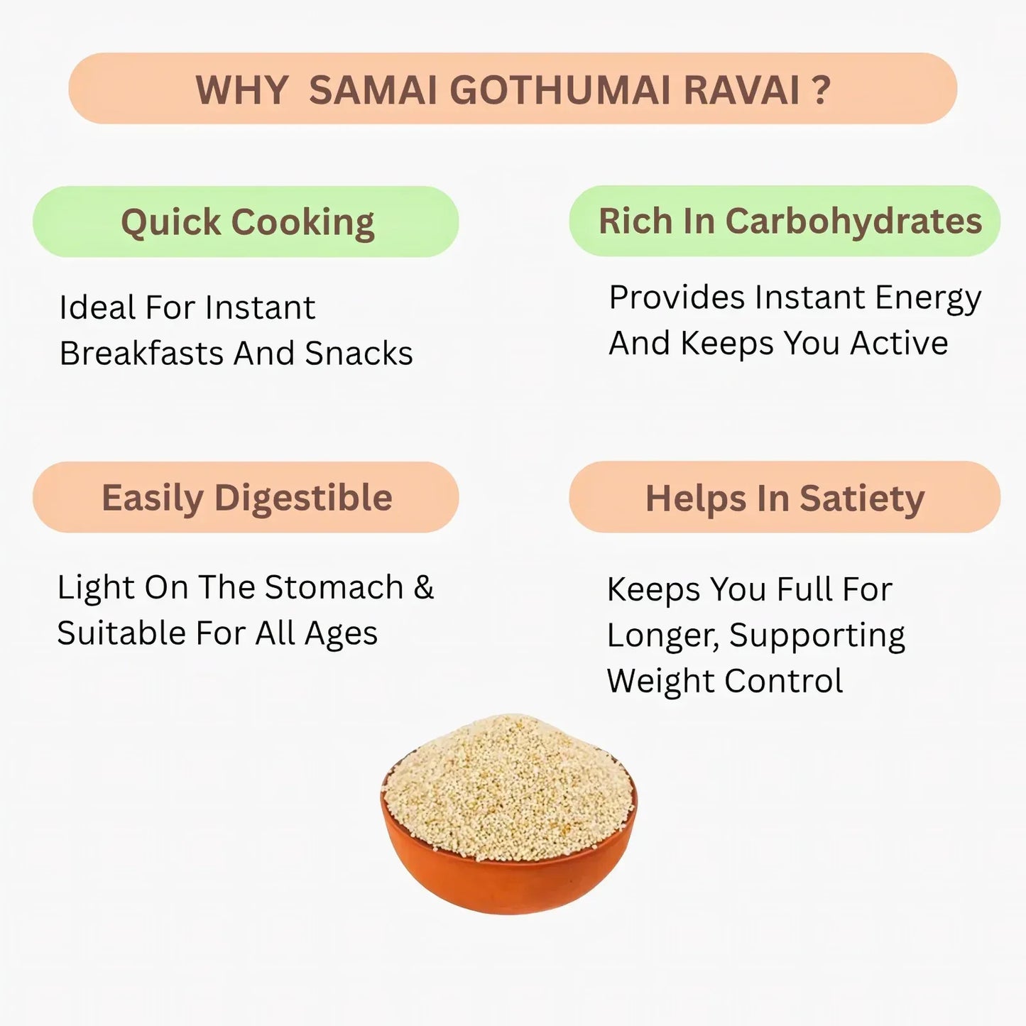 Araikkal Samba Wheat Rava / Samba Gothumai Ravai - 500 g ( Pack of 2) - Orgoshops