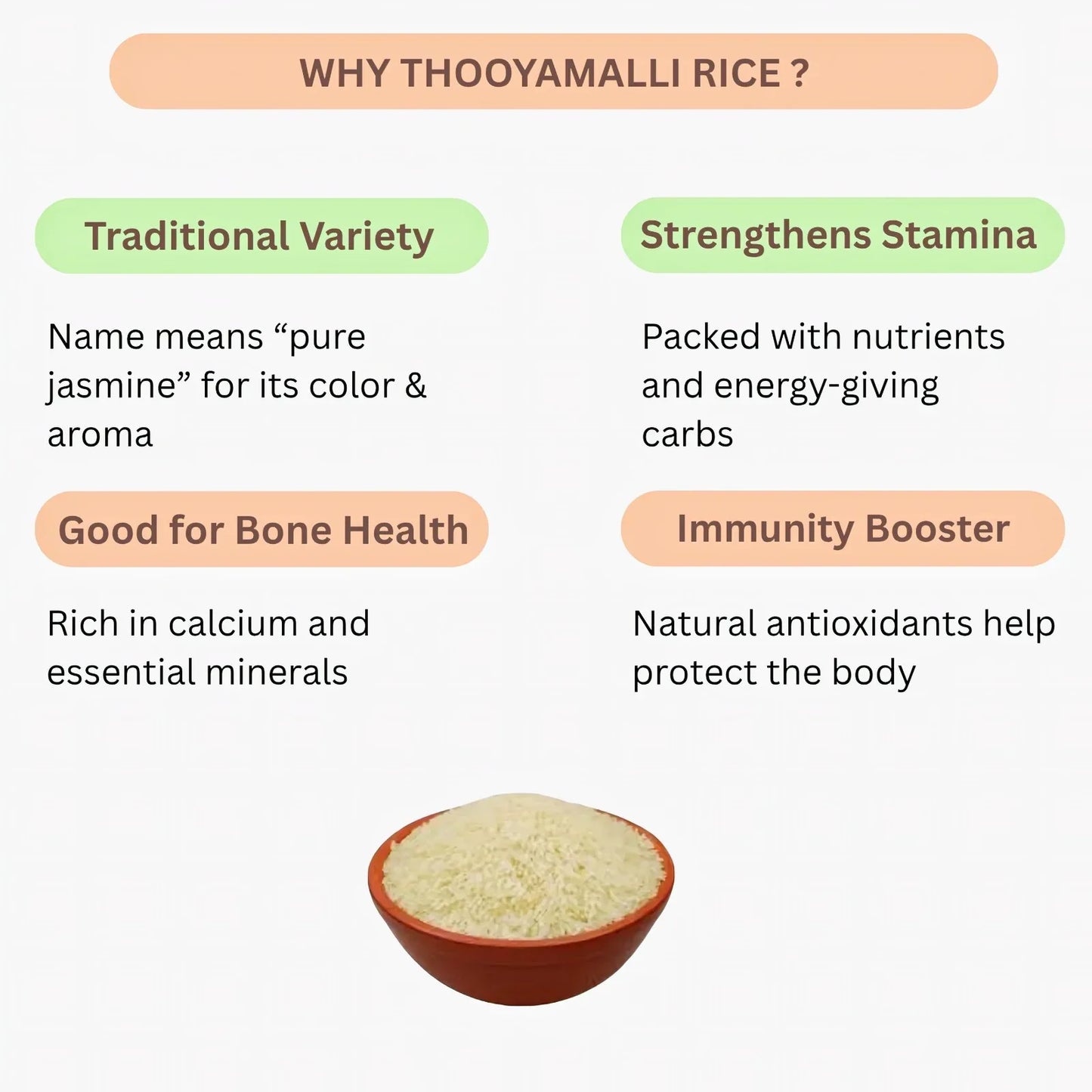 Araikkal Thooyamalli Rice / Thooyamali Arisi - 500 g ( Bye 1 GET 1 Free Offer) - Orgoshops