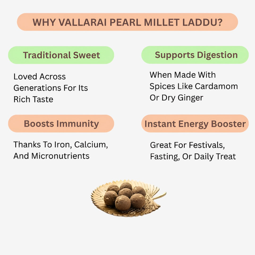 Araikkal Vallarai Pearl Millet Laddu / Vallarai Kambu Laddu - 300 g