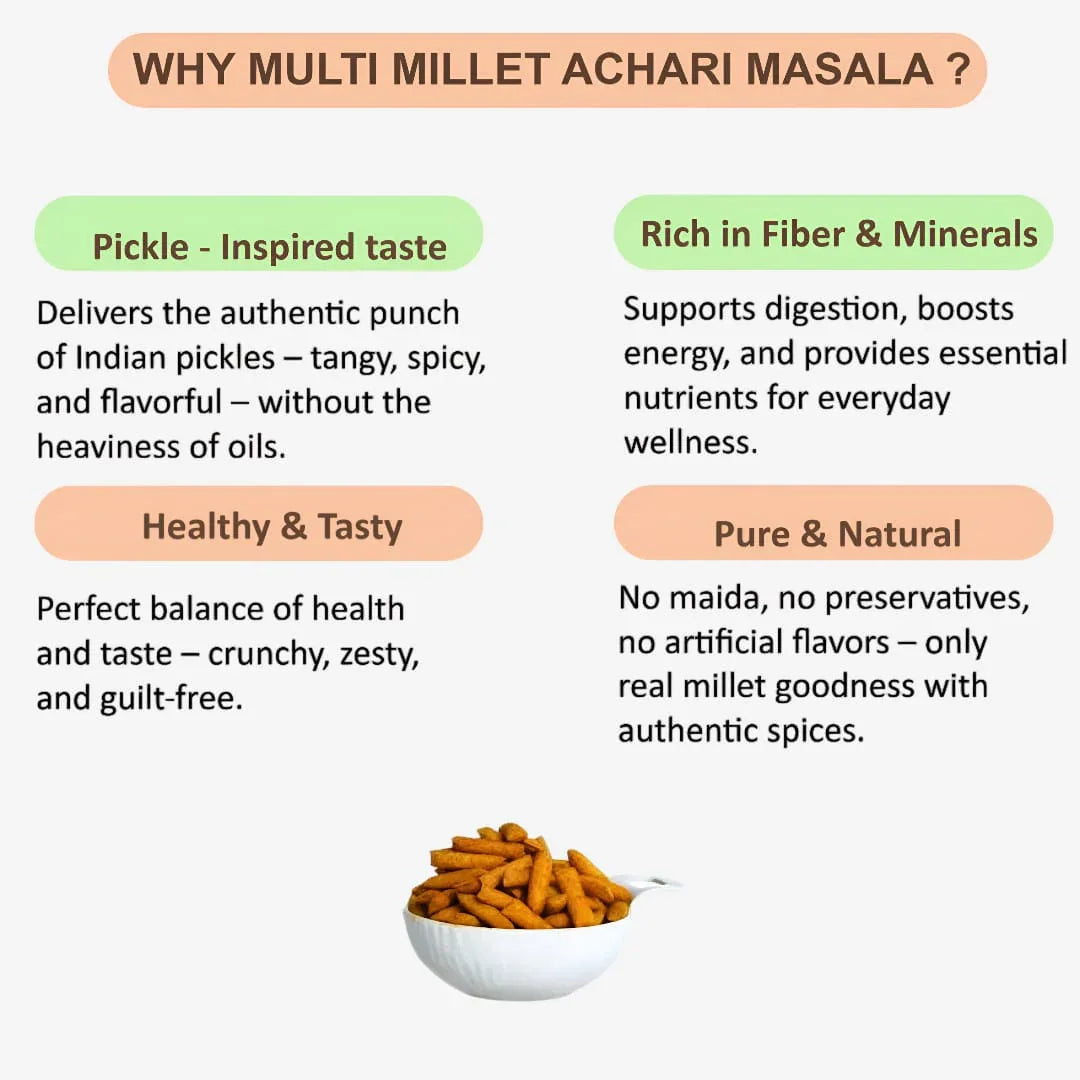 Millet 'n' Minutes Multi Millet Achari Masala - 80 g (Pack of 2) - Orgoshops
