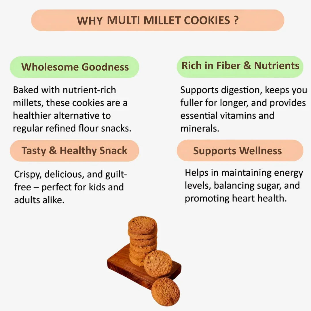Millet 'n' Minutes Multi - Millet Cookies - 50 g (Pack of 3) - Orgoshops