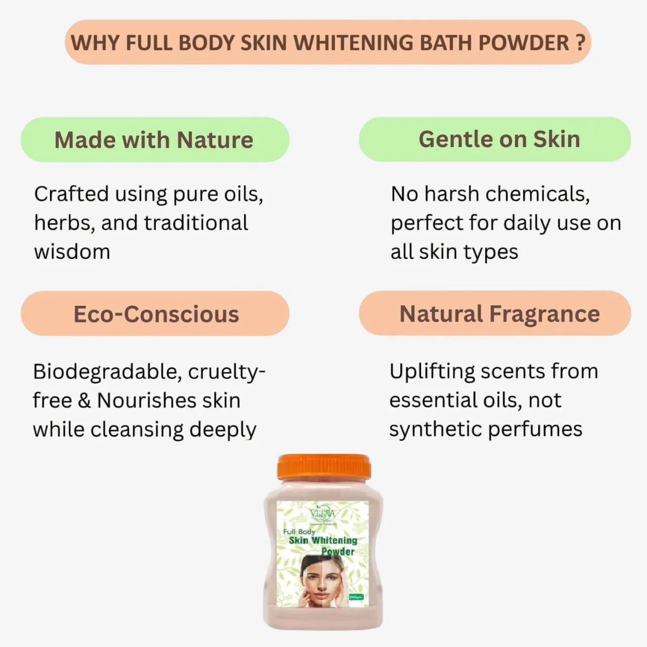 Veena Full Body Skin Whitening Bath Powder - 250g ( Pack of 2) - Orgoshops