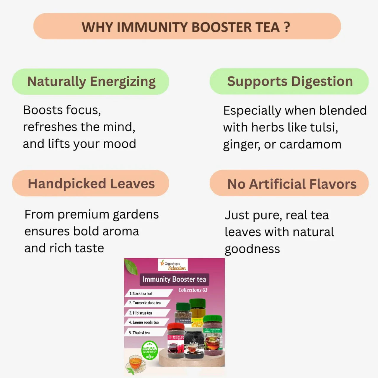Veena Immunity Booster Tea Collections 01 | Combos 5 Products Box - 450 gms - Orgoshops