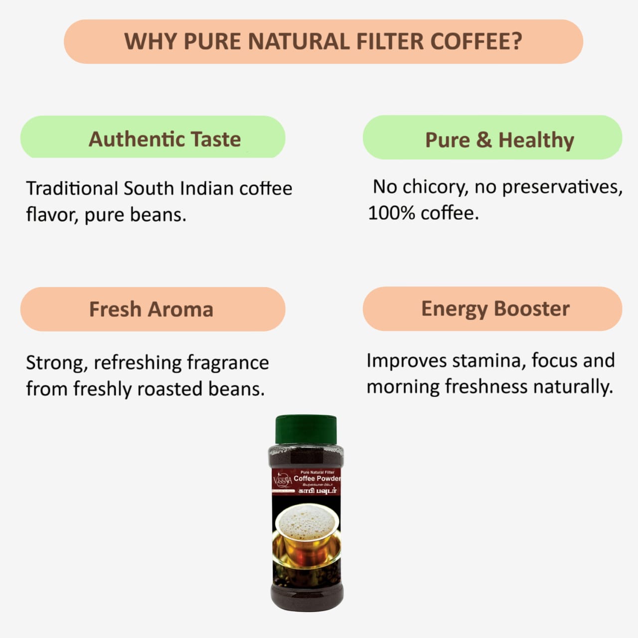 Veena Pure Natural Filter Coffee Powder - 150g ( Pack of 2 )