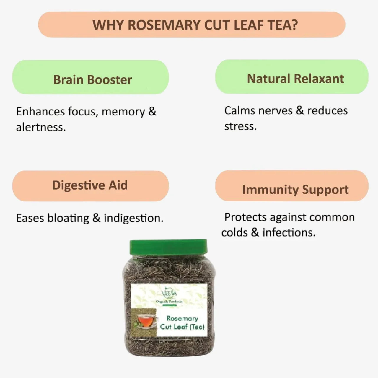 Veena Rosemery Cut Leaf Tea - 80g ( Pack of 2 ) - Orgoshops