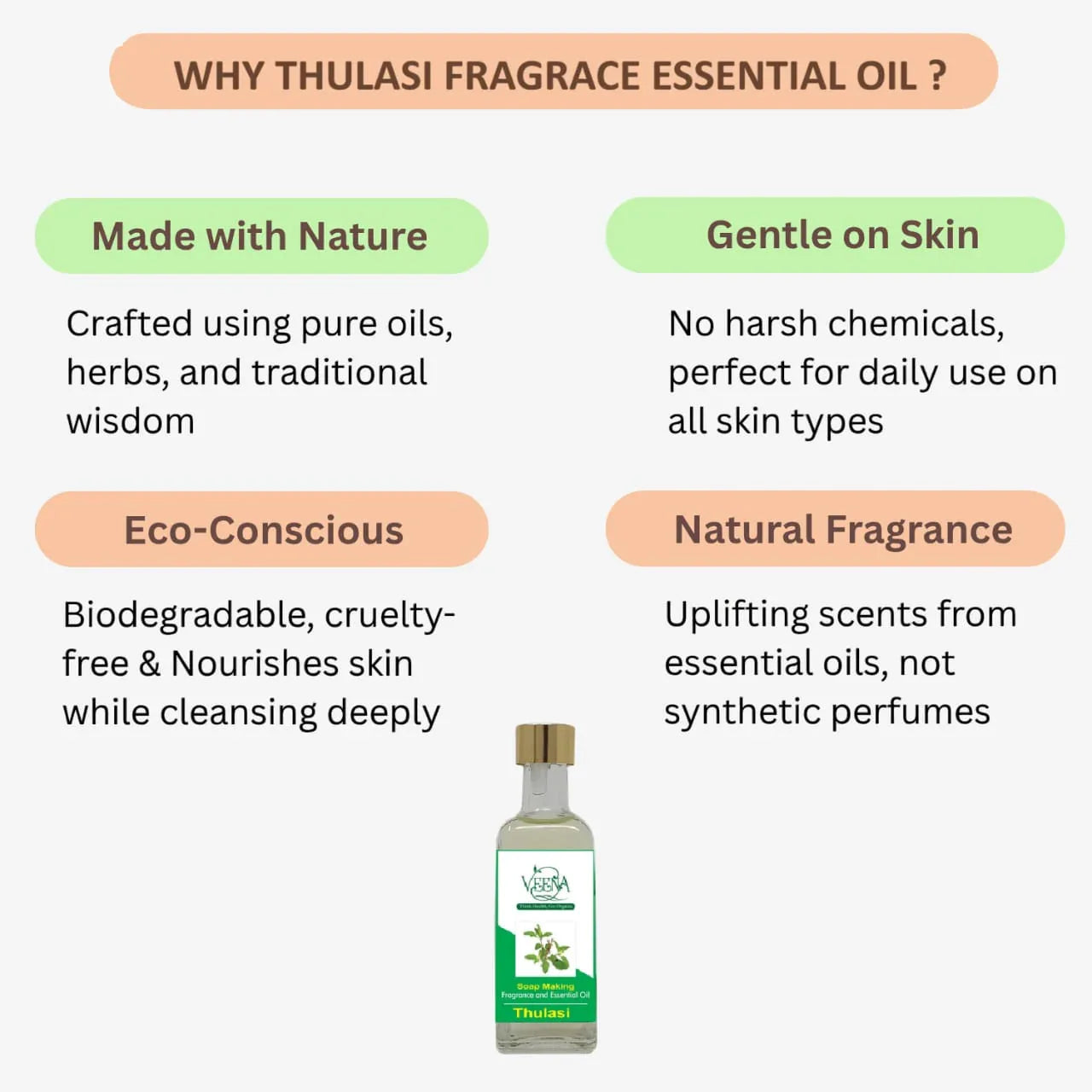Veena Tulsi Fragrance Essential Oil - 60 ml - Orgoshops