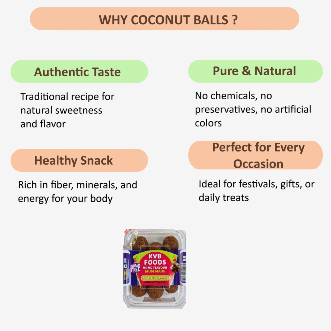 Kvb Foods Coconut Balls | Thengai Urundai - 9 Pcs (175 g - Pack of 2)
