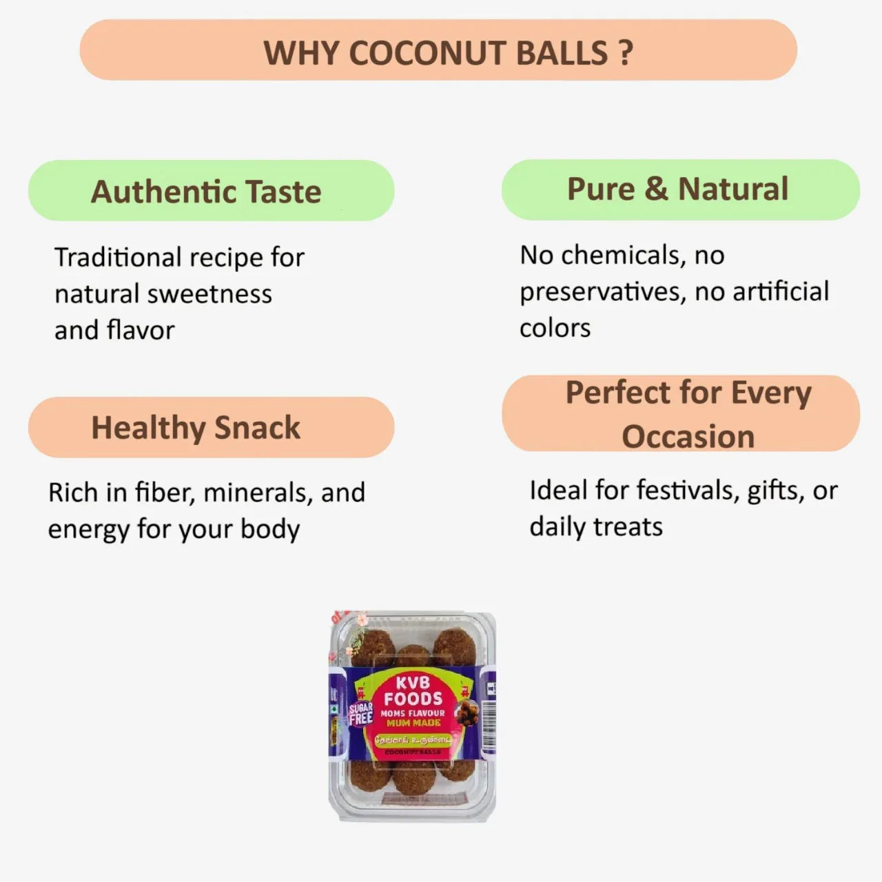 Kvb Foods Coconut Balls | Thengai Urundai - 9 Pcs (175 g - Pack of 2) - Orgoshops