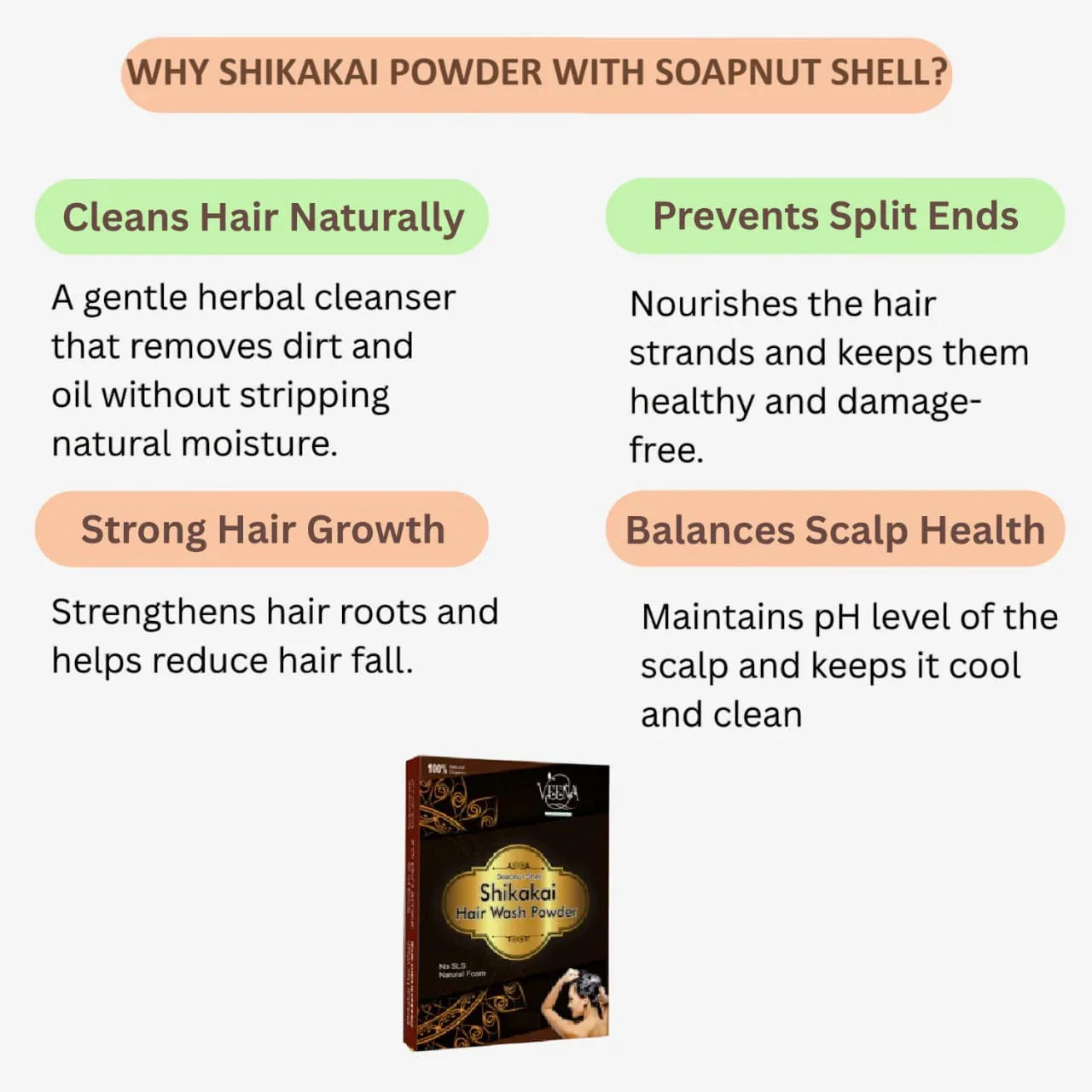 Veena Shikakai Powder Soapnut Shell - 400g ( Pack of 2 ) - Orgoshops