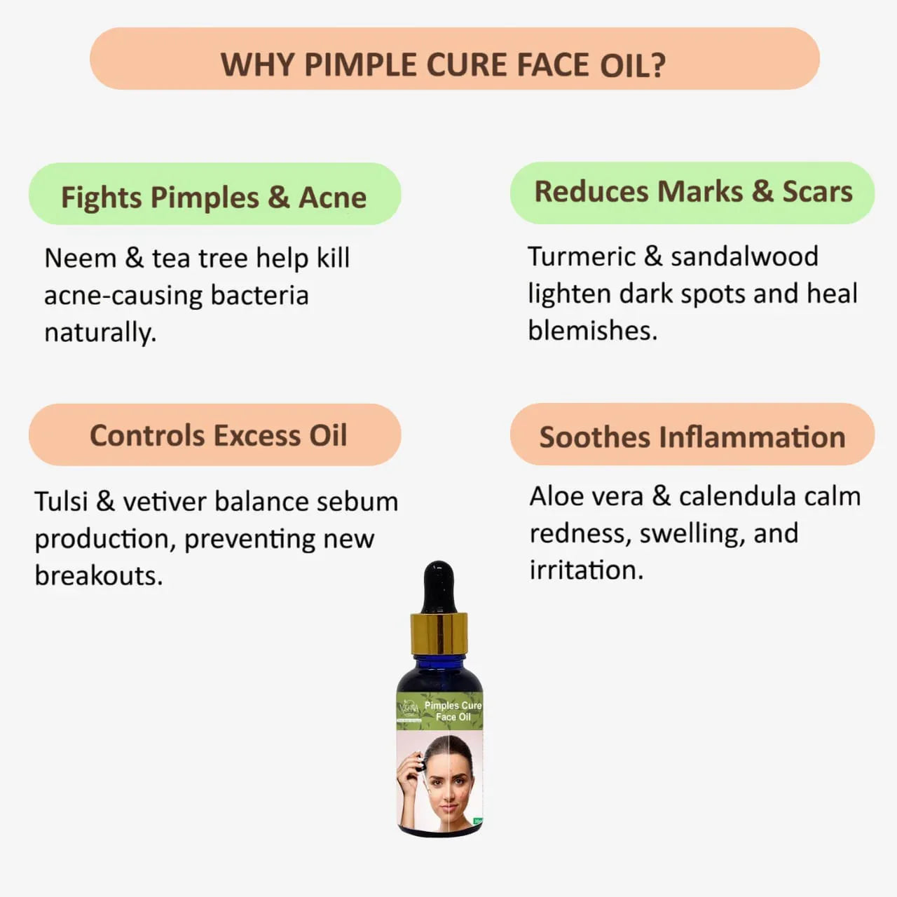Veena Pimples Cure Face Oil - 30ml - Orgoshops