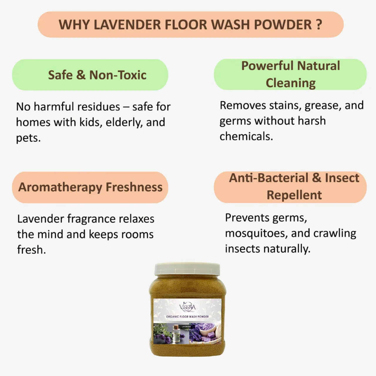 Veena Lavender Floor Wash Powder - 400g ( Pack of 2 ) - Orgoshops