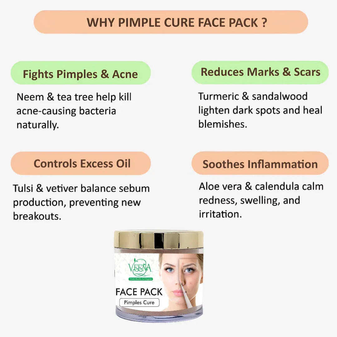 Veena Pimples Cure Face Pack - 50g ( Pack of 2) - Orgoshops